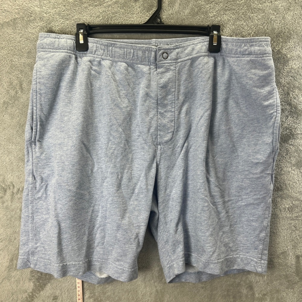 Caribbean Mens Blue Heathered Cotton Knit Lounge Shorts Size 42 Snap Waist